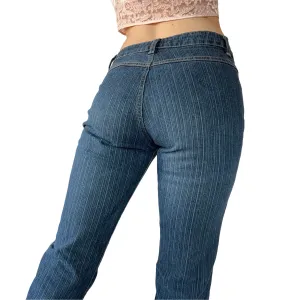 2000s Pinstripe Flare Jeans (XS)