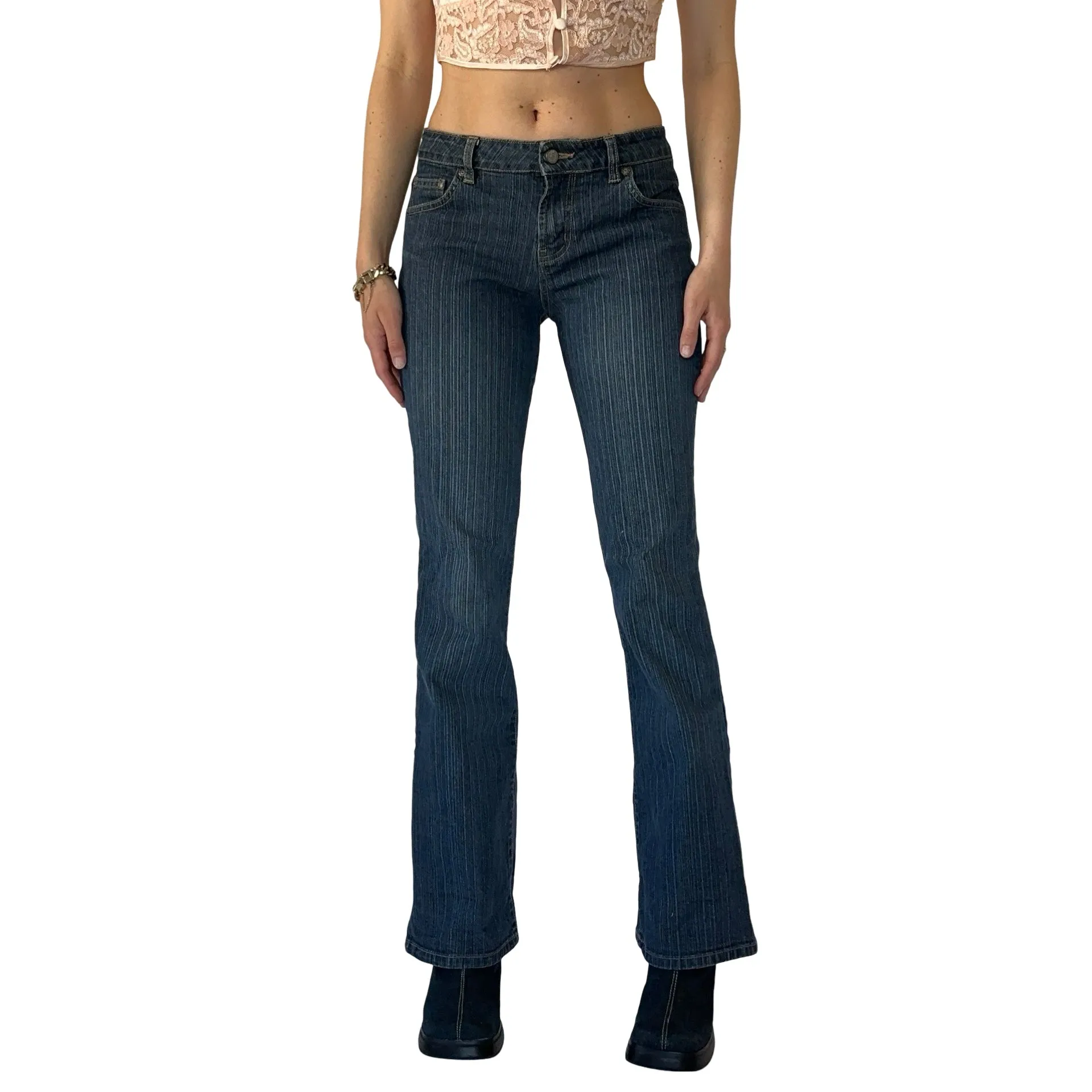 2000s Pinstripe Flare Jeans (XS)