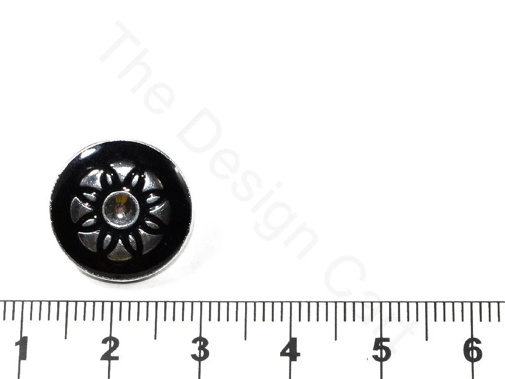 Black Silver Floral Acrylic Coat Buttons