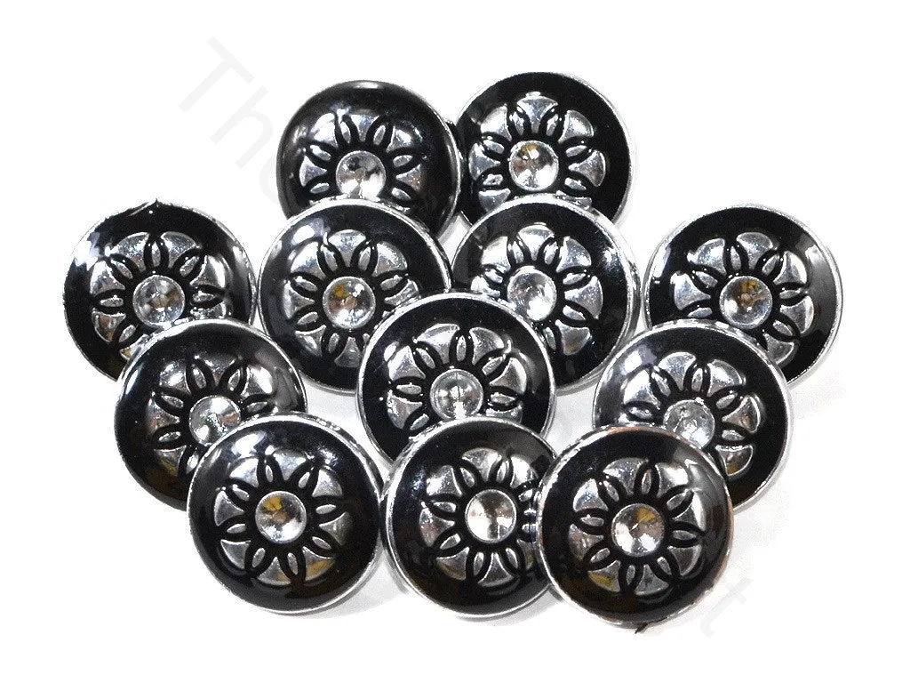 Black Silver Floral Acrylic Coat Buttons