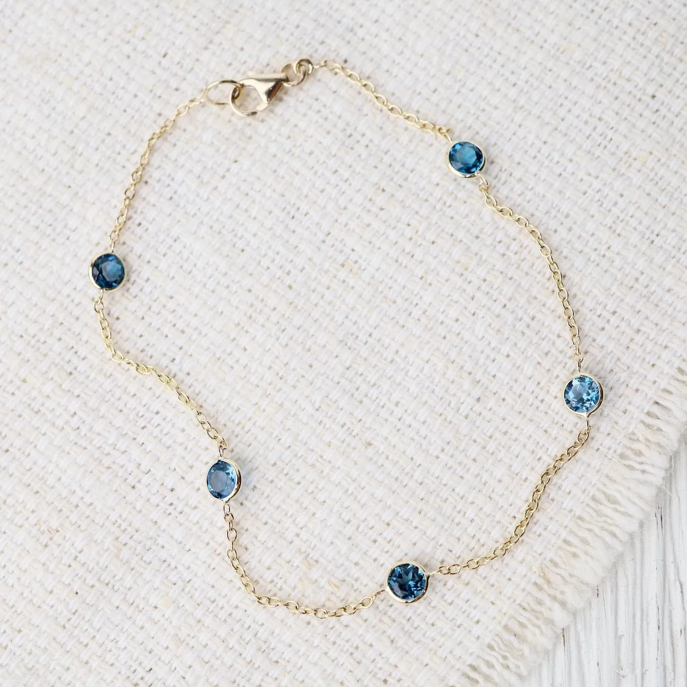 Blue Topaz 5 Station Bracelet