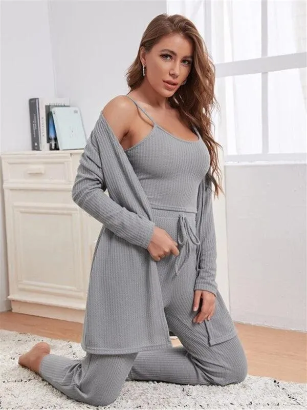 Cozy Elegance Women's Waffle Knit Lounge Set - Premium Comfort Wear