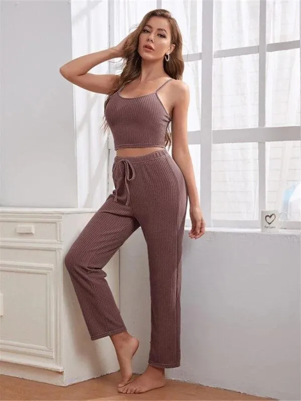 Cozy Elegance Women's Waffle Knit Lounge Set - Premium Comfort Wear