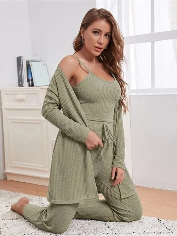 Cozy Elegance Women's Waffle Knit Lounge Set - Premium Comfort Wear