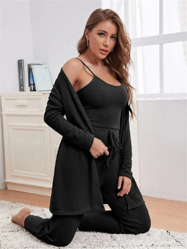 Cozy Elegance Women's Waffle Knit Lounge Set - Premium Comfort Wear