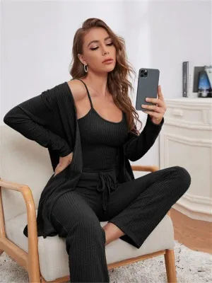 Cozy Elegance Women's Waffle Knit Lounge Set - Premium Comfort Wear
