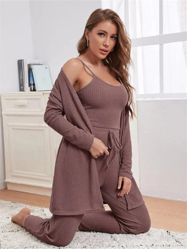 Cozy Elegance Women's Waffle Knit Lounge Set - Premium Comfort Wear