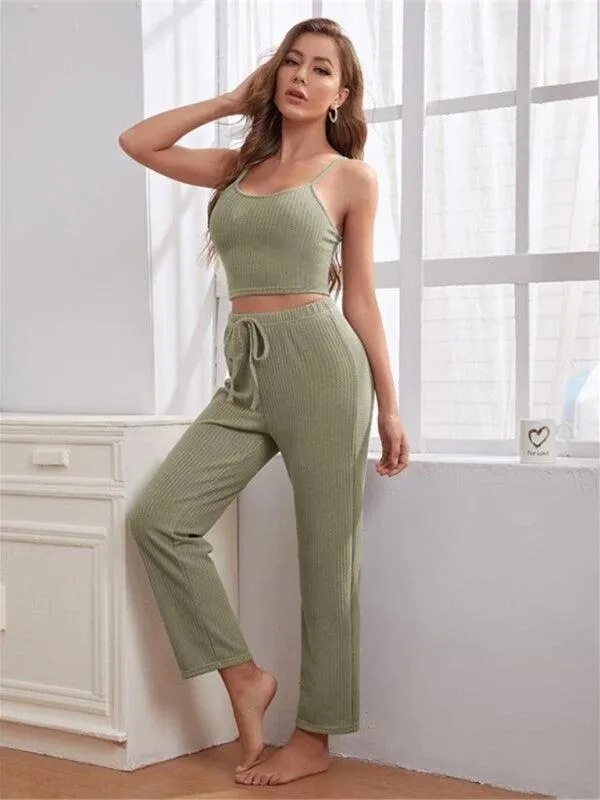 Cozy Elegance Women's Waffle Knit Lounge Set - Premium Comfort Wear