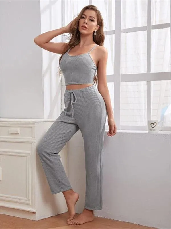 Cozy Elegance Women's Waffle Knit Lounge Set - Premium Comfort Wear