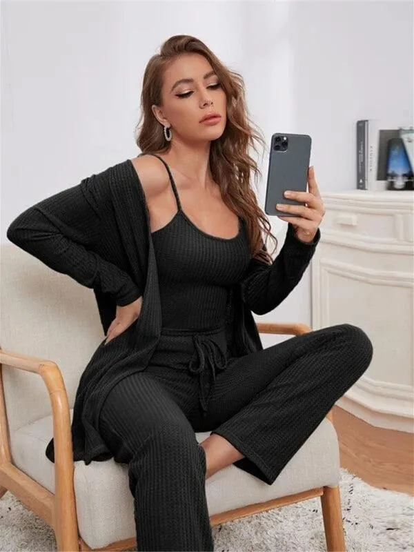 Cozy Elegance Women's Waffle Knit Lounge Set - Premium Comfort Wear