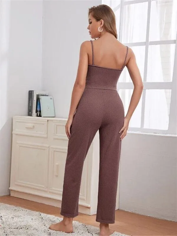 Cozy Elegance Women's Waffle Knit Lounge Set - Premium Comfort Wear
