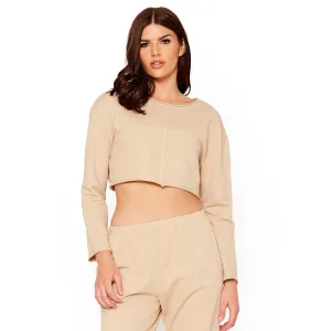 Cropped Scoop Neck Terry Sweatshirt