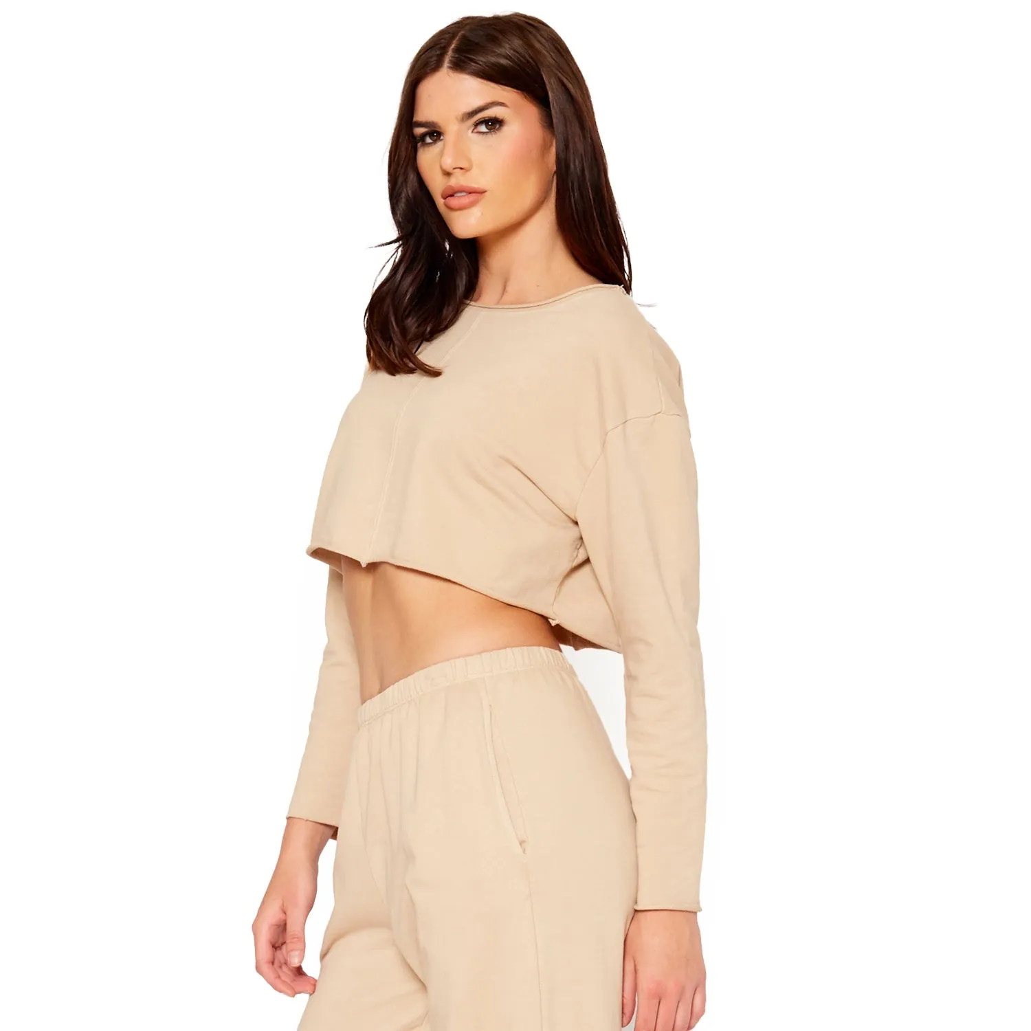 Cropped Scoop Neck Terry Sweatshirt