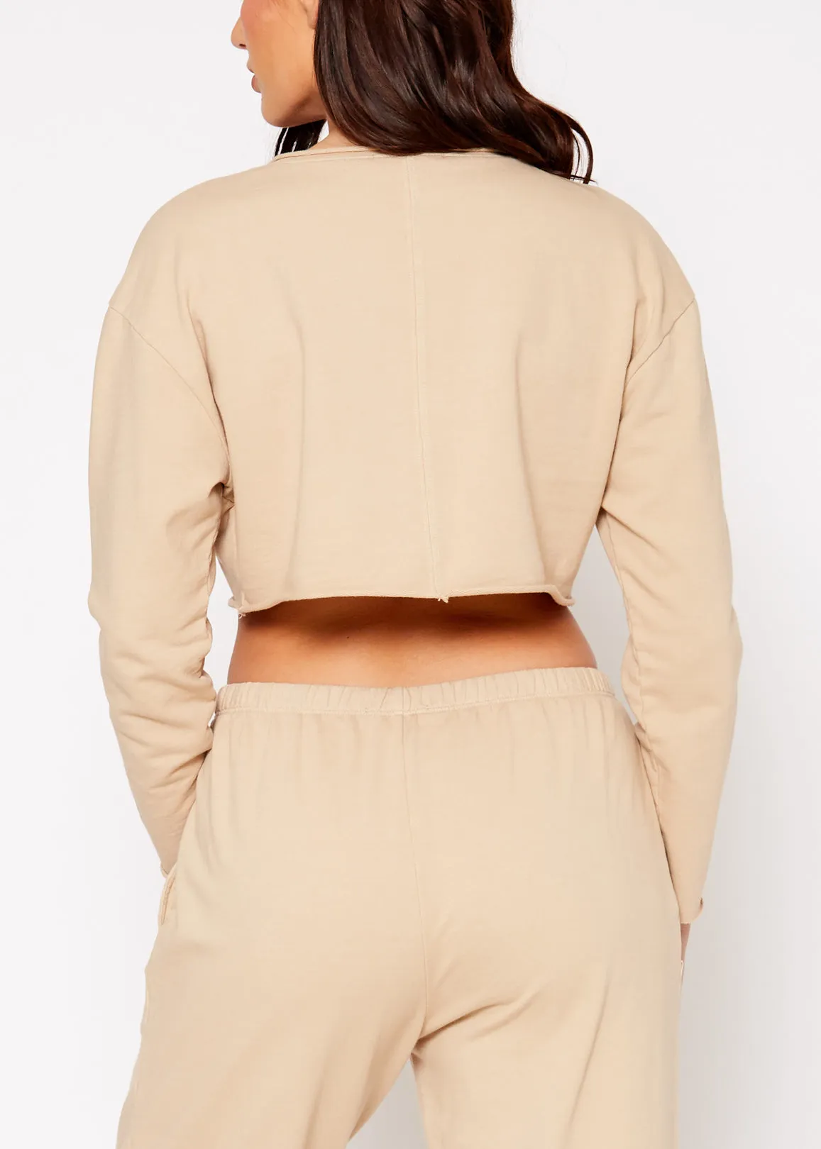 Cropped Scoop Neck Terry Sweatshirt
