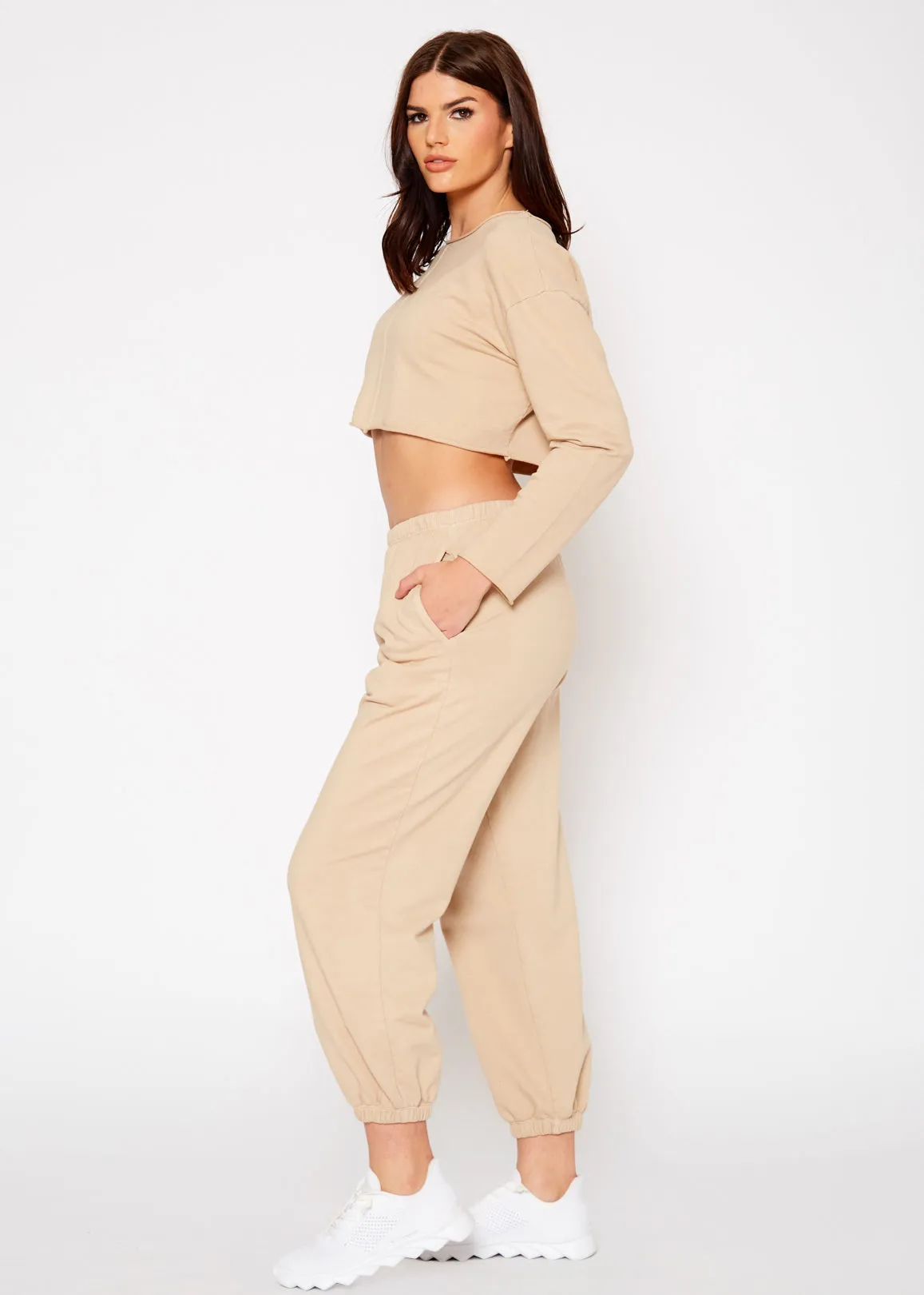 Cropped Scoop Neck Terry Sweatshirt