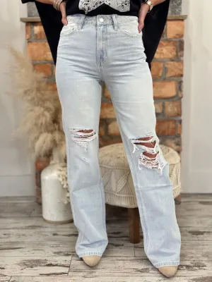 Distressed 90s Vintage Flare Jeans