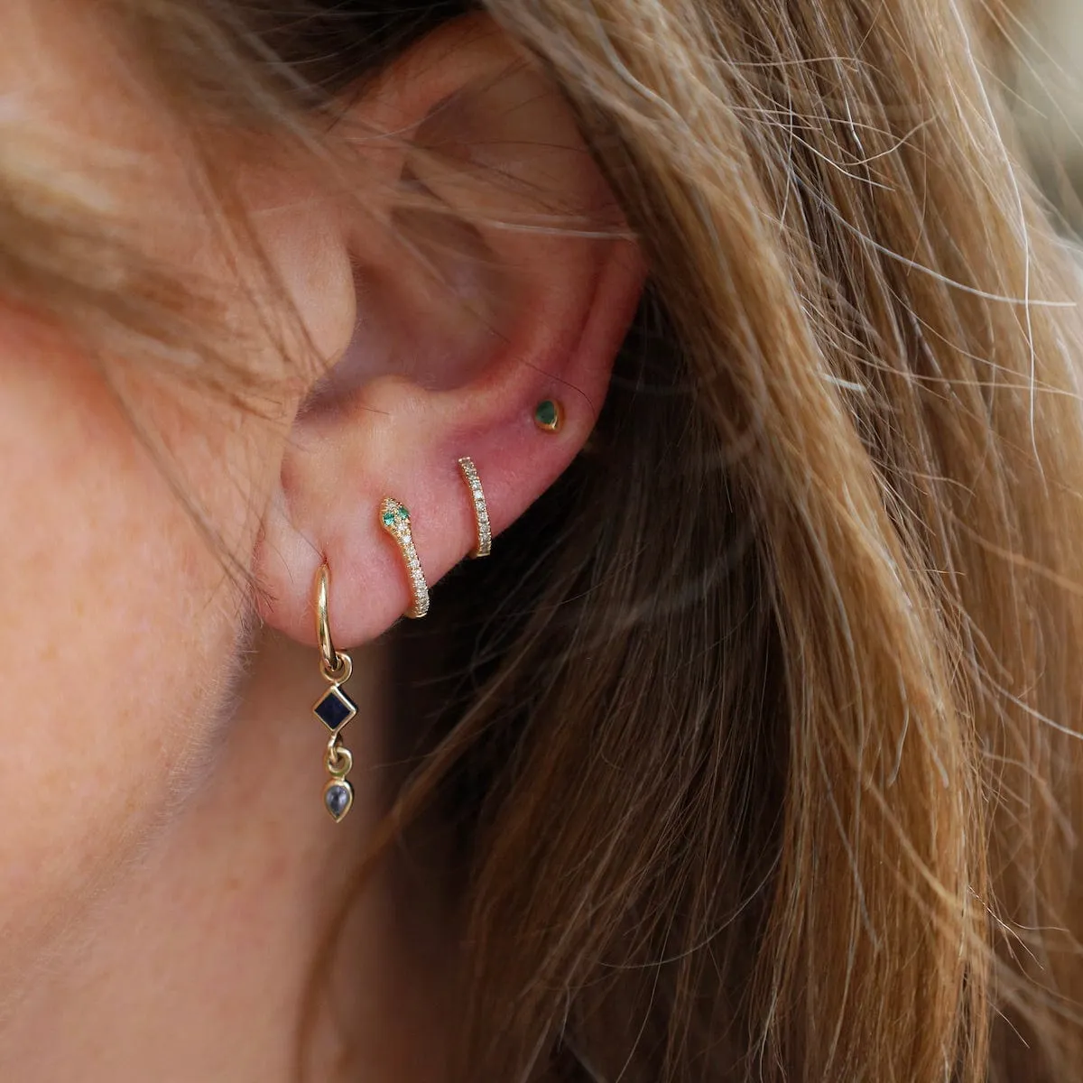 Double Gemstone Plaque Earrings