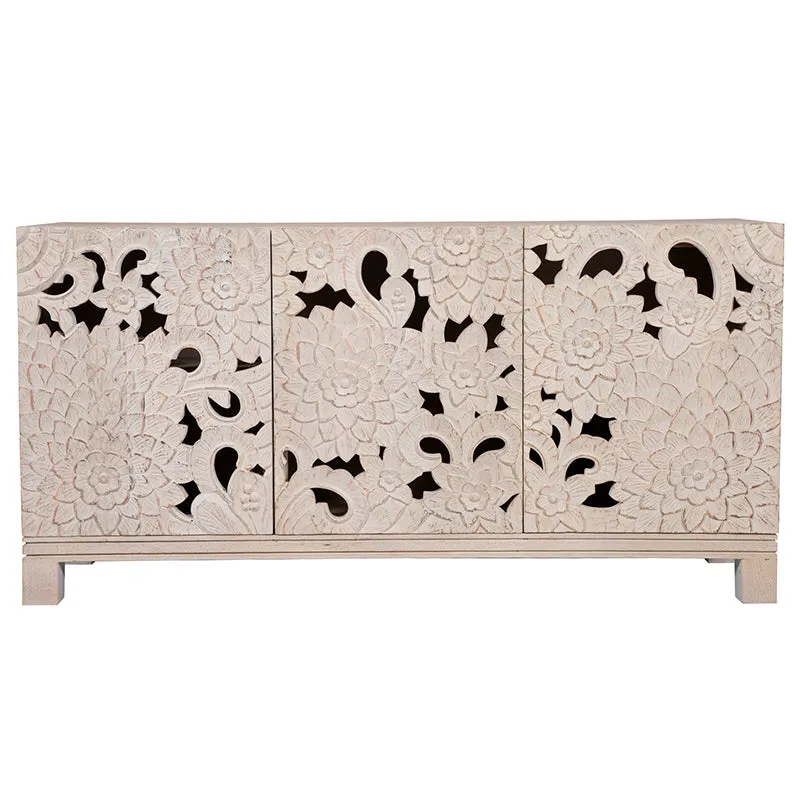 Flora Sideboard Black - Beautiful Shabby Chic Carved Wood