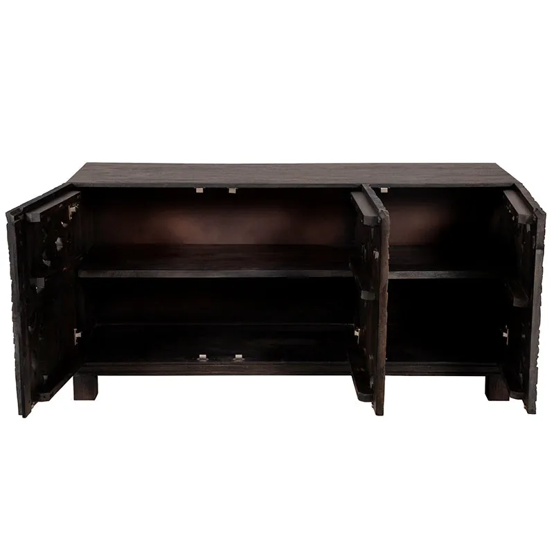 Flora Sideboard Black - Beautiful Shabby Chic Carved Wood