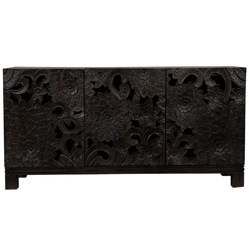 Flora Sideboard Black - Beautiful Shabby Chic Carved Wood
