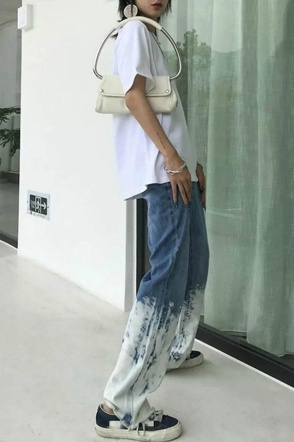 High Waist White Tie Dye Stylish Jeans Pants