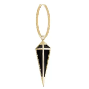 Large Round Clicker Hoop With Long Black Spinel Pendulum Plaque - Single