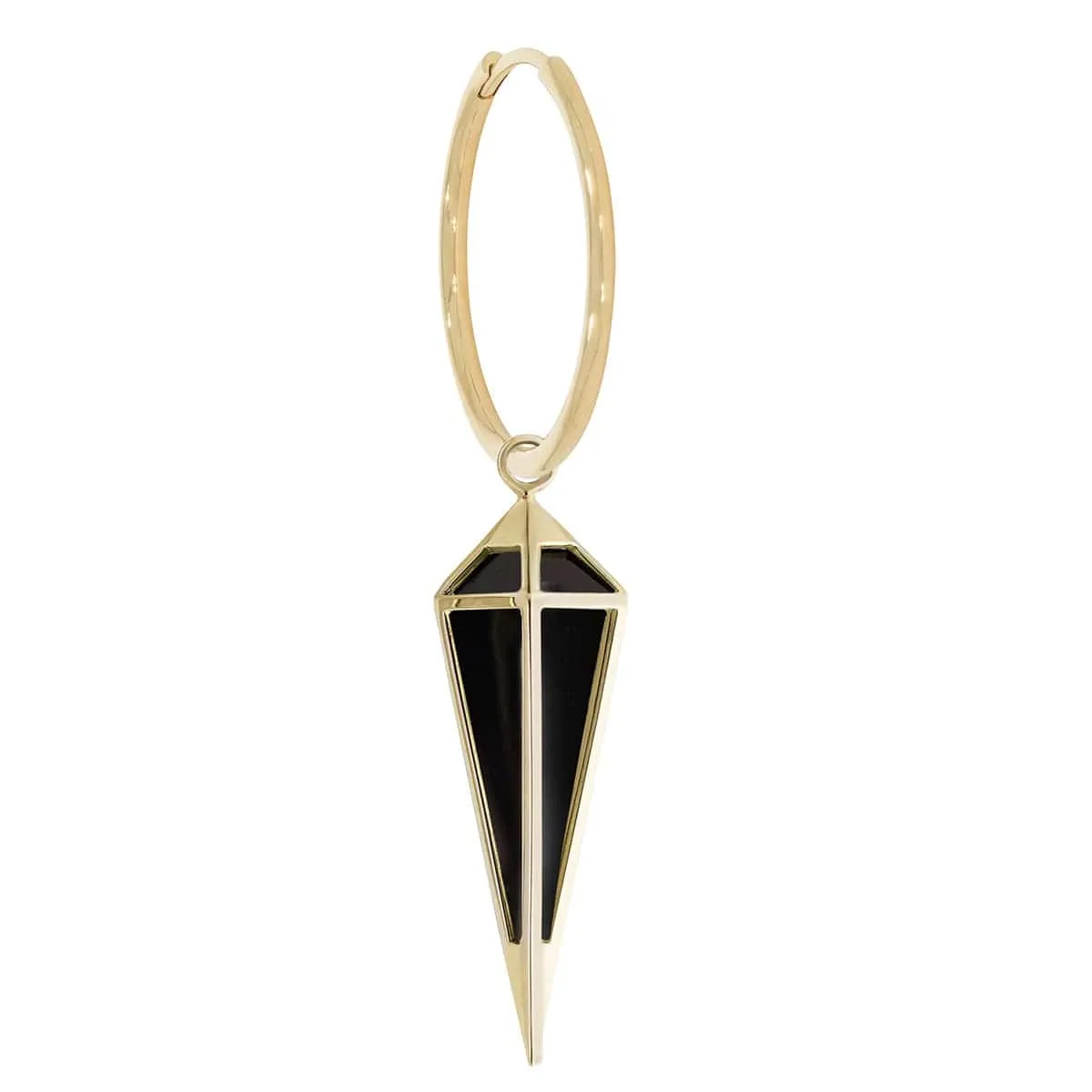 Large Round Clicker Hoop With Long Black Spinel Pendulum Plaque - Single