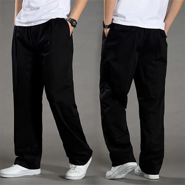 Men Solid Pants with Many Pockets Tactical Cargo Pants Dark Grey Combat Pants Straight Trousers Summer