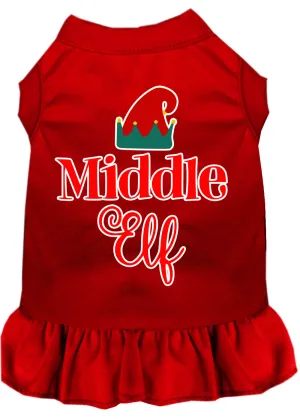 Middle Elf Screen Print Dog Dress Red 4x