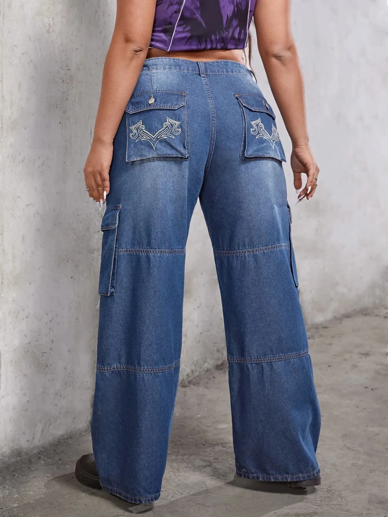 Plus Flap Pocket Cargo Jeans