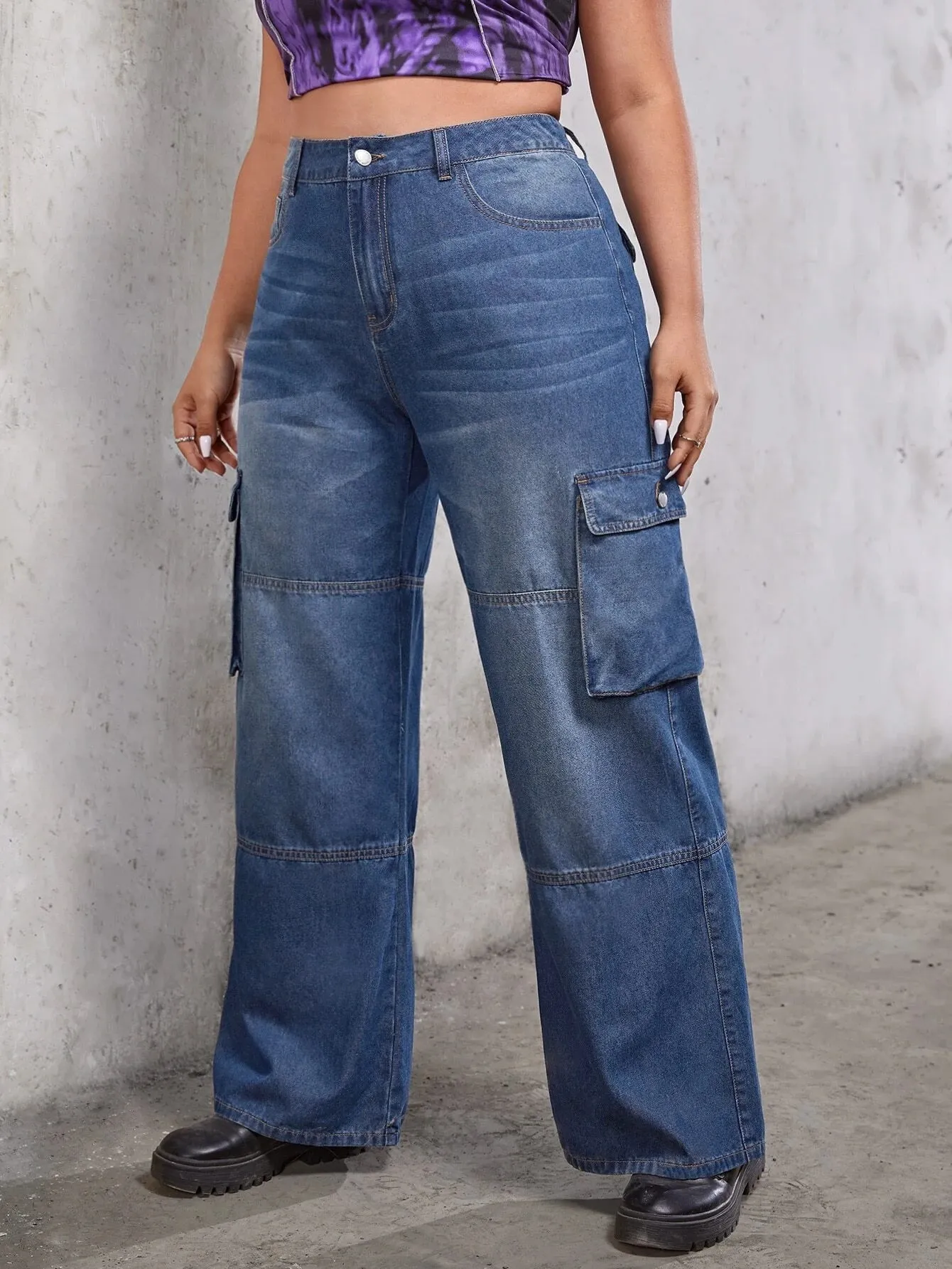 Plus Flap Pocket Cargo Jeans