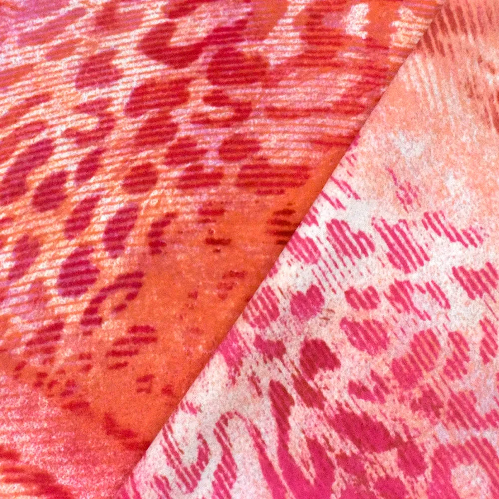 Red-Coral-Multi Animal Printed Swimwear Stretch Tricot Knit Fabric