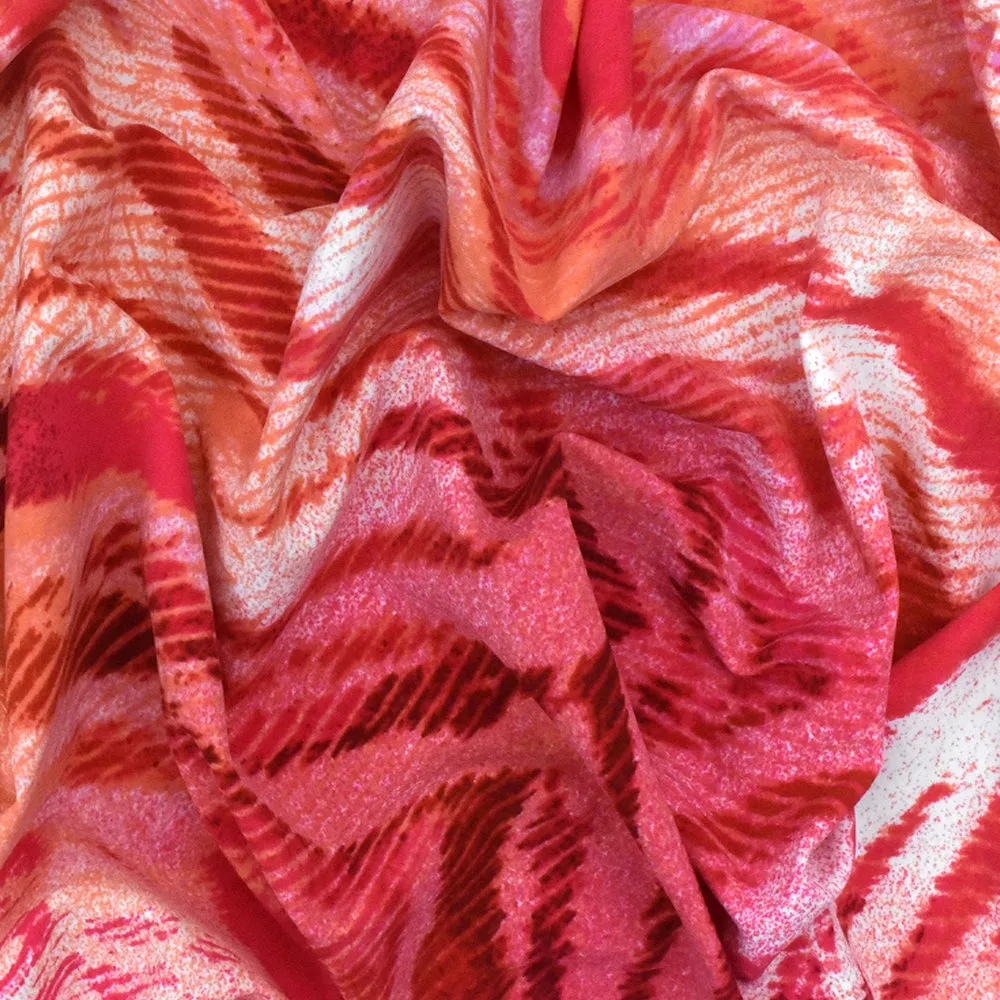 Red-Coral-Multi Animal Printed Swimwear Stretch Tricot Knit Fabric