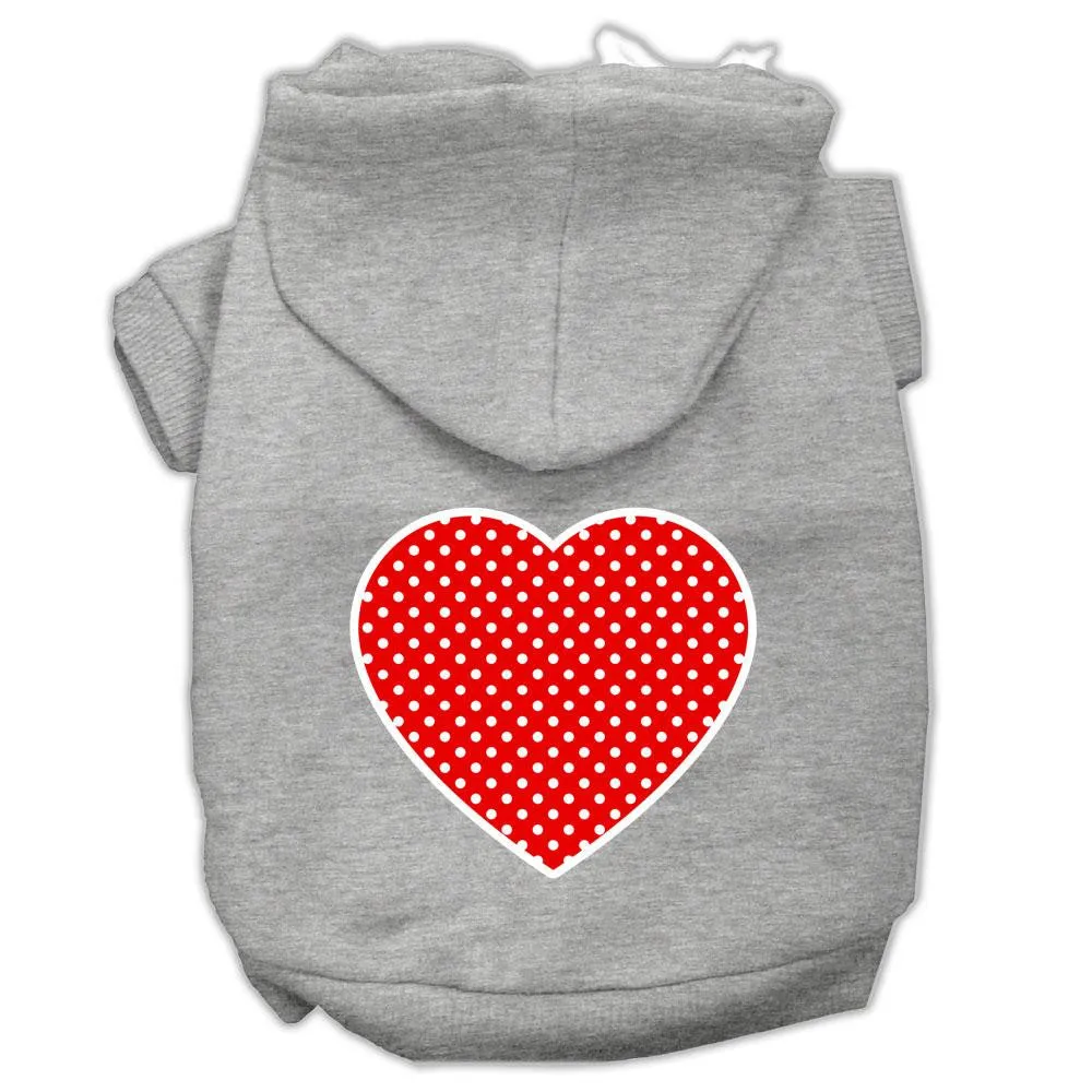 Red Swiss Dot Heart Screen Print Pet Hoodies Grey Size Xxxl (20)