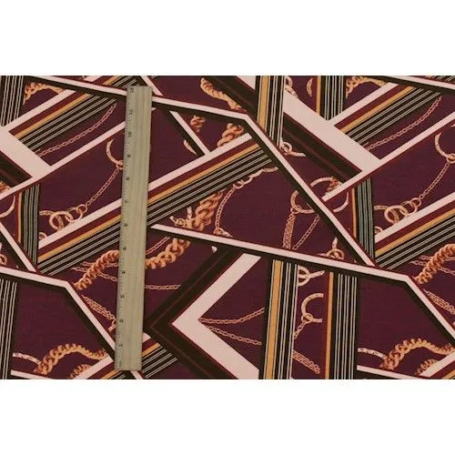 Red/Multi Famous Make Chain Print Stretch Yoga Wear  Fabric