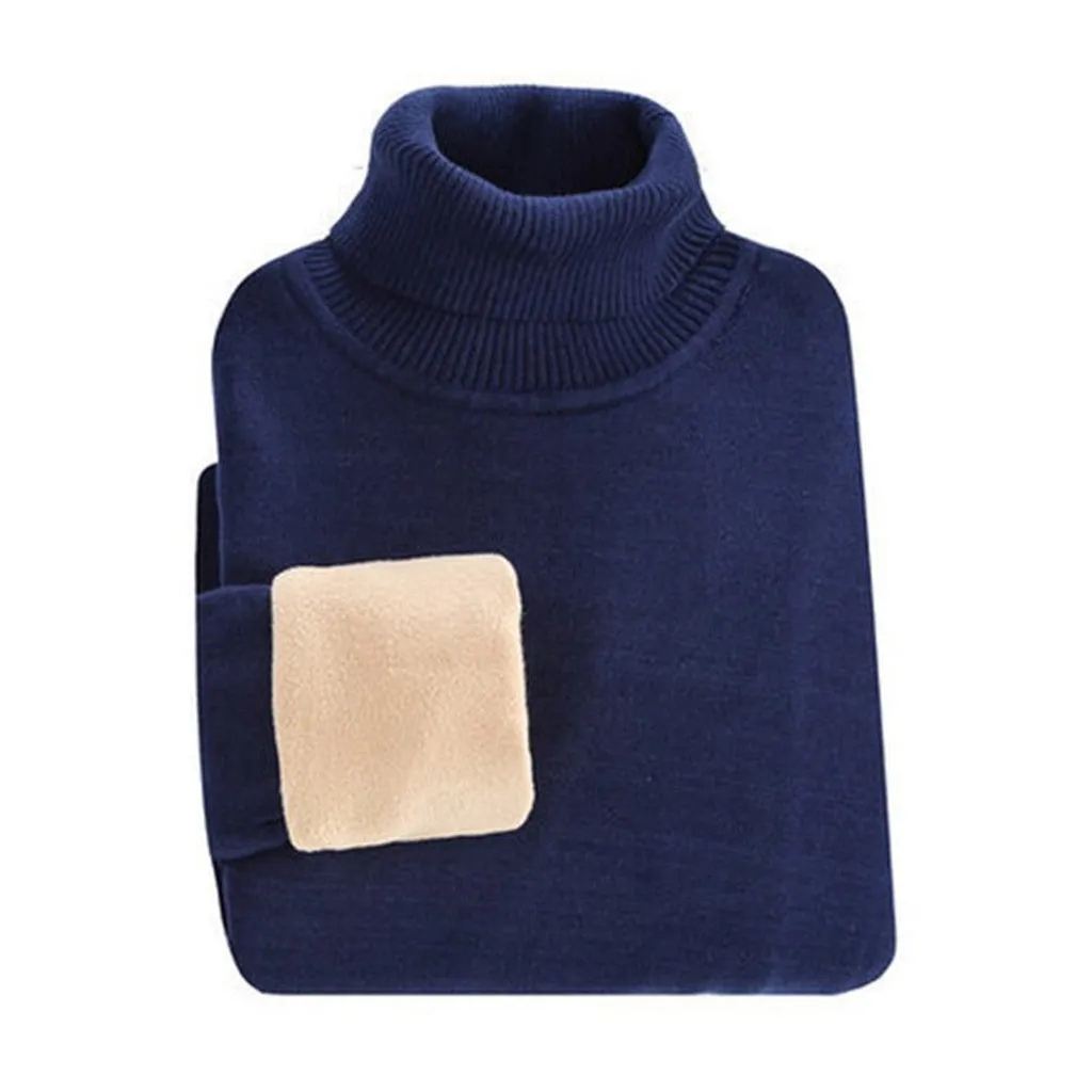 SHIFUREN Winter Thick Warm Sweaters Men Turtleneck Fleece Linned Long Sleeve Pullovers Knitwear Male Jumpers Jersey Sweaters