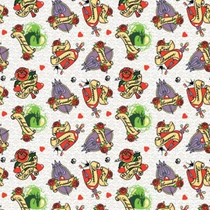 Tattoo Badges White - Flannel - 1/2 Metre