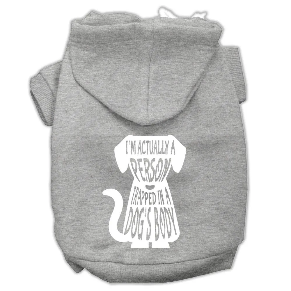 Trapped Screen Print Pet Hoodies Grey Size Lg (14)