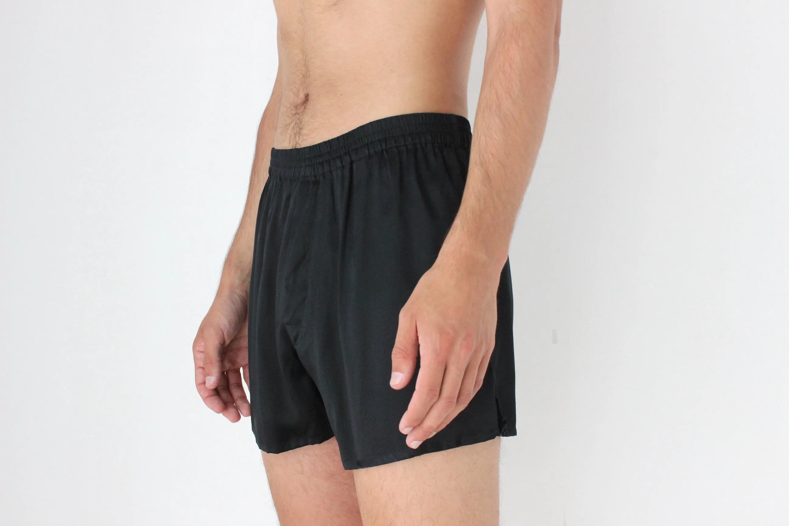 Vintage 80s PURE SILK Luxury Boxer Shorts in Black