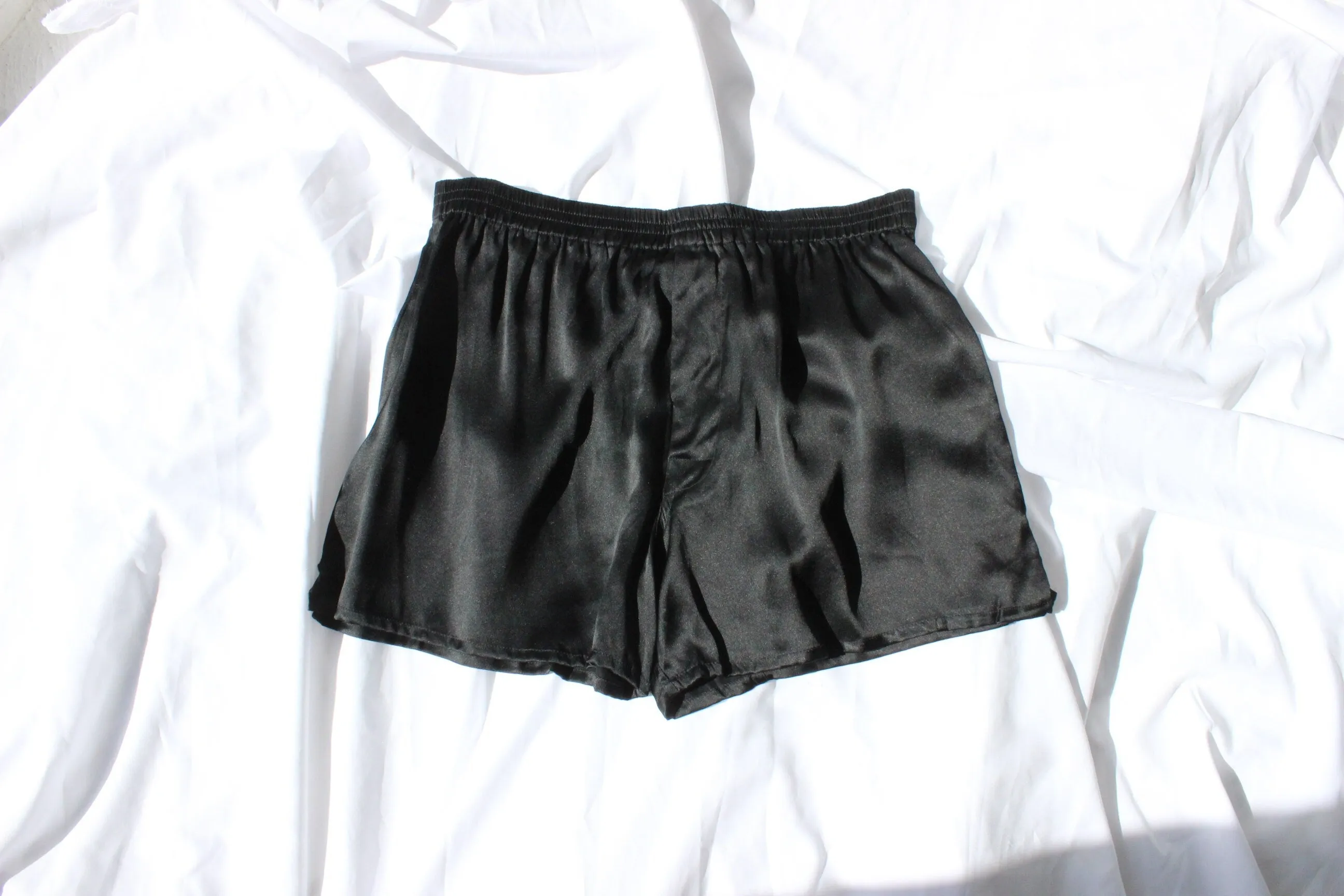 Vintage 80s PURE SILK Luxury Boxer Shorts in Black