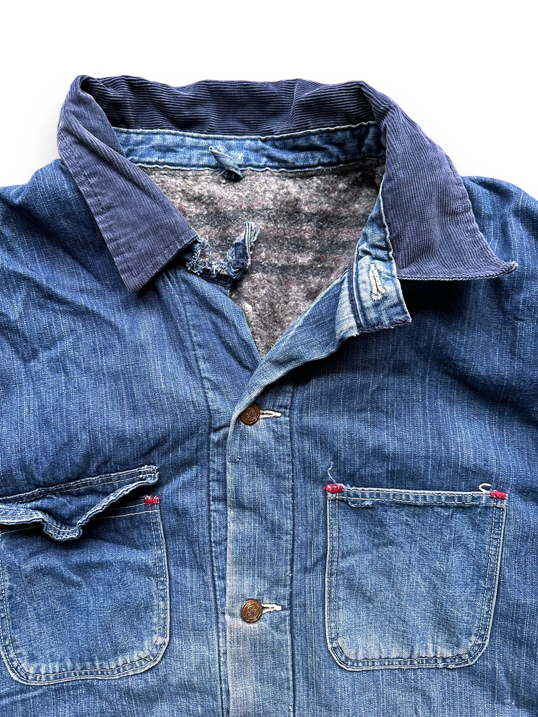 Vintage Blanket Lined Wrangler Blue Bell Chore Coat SZ 50 | Vintage Denim Jacket Seattle | Seattle Vintage Clothing