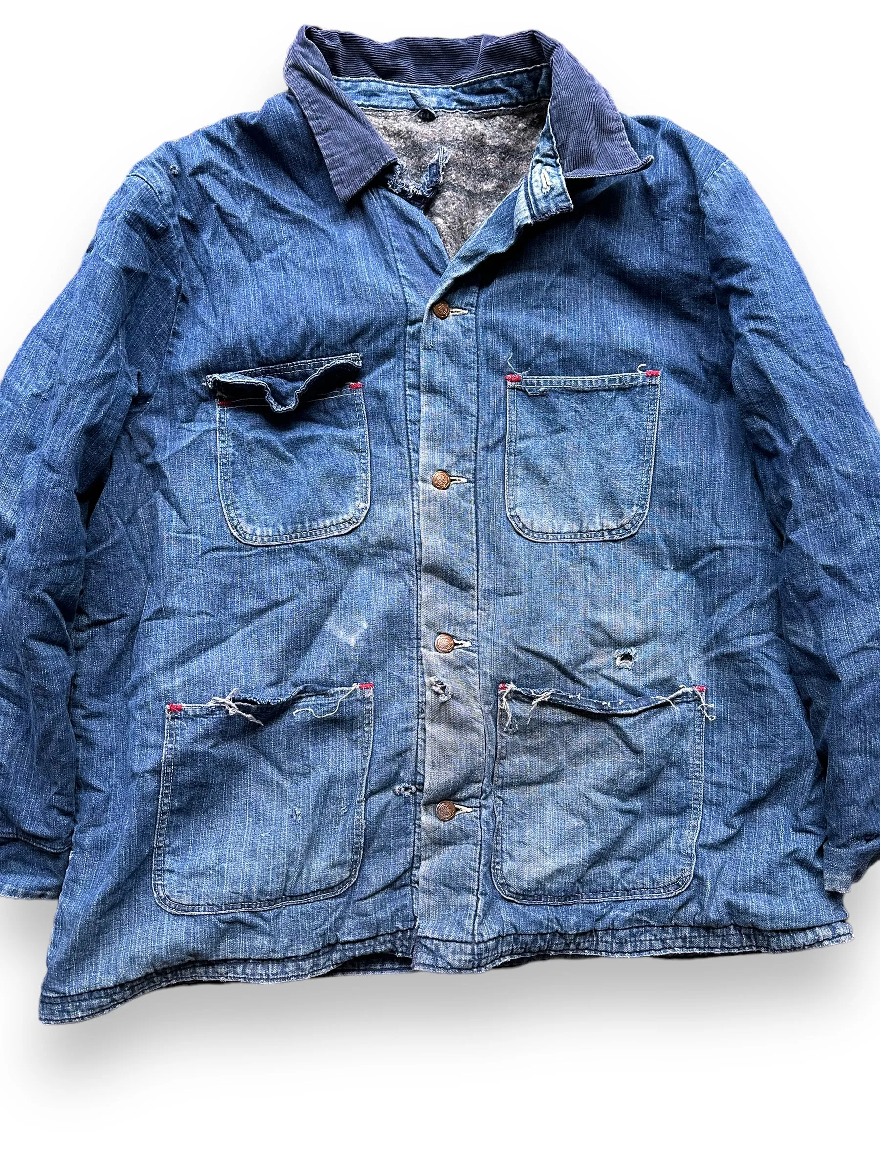 Vintage Blanket Lined Wrangler Blue Bell Chore Coat SZ 50 | Vintage Denim Jacket Seattle | Seattle Vintage Clothing