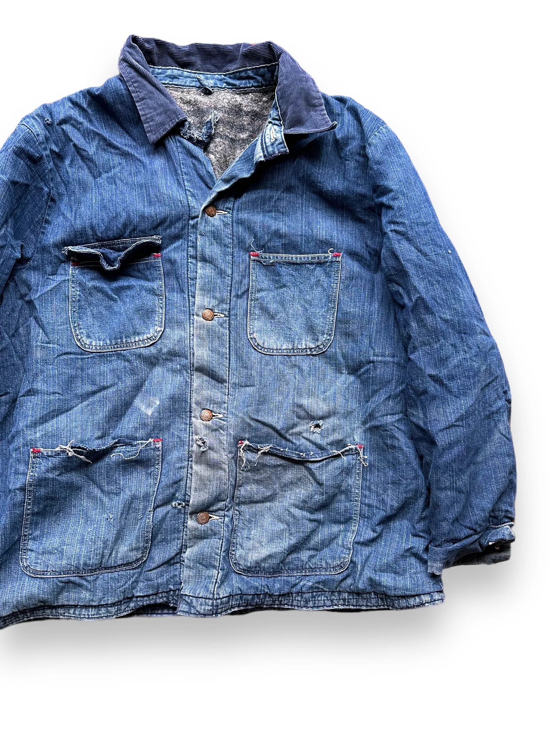 Vintage Blanket Lined Wrangler Blue Bell Chore Coat SZ 50 | Vintage Denim Jacket Seattle | Seattle Vintage Clothing