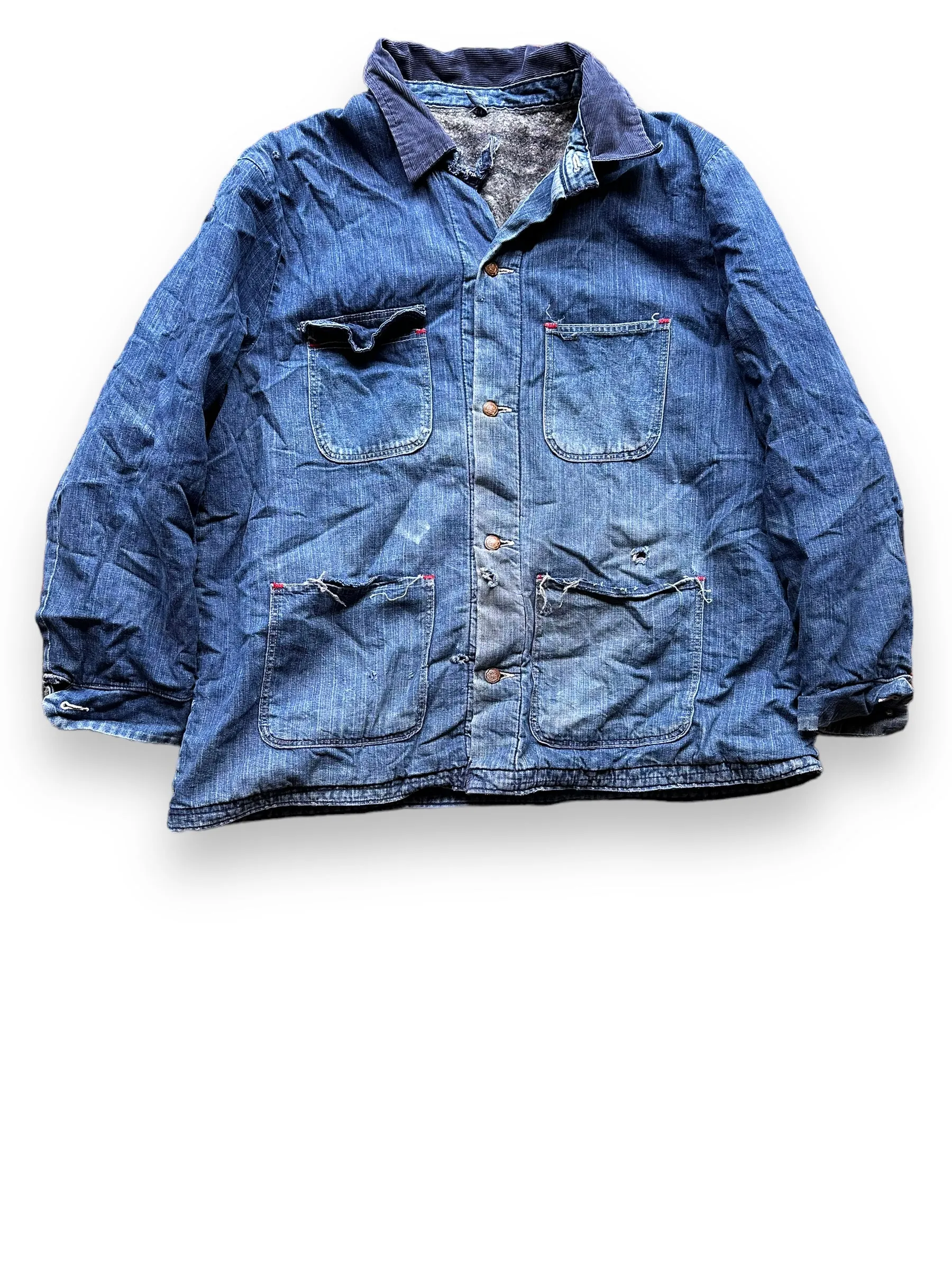 Vintage Blanket Lined Wrangler Blue Bell Chore Coat SZ 50 | Vintage Denim Jacket Seattle | Seattle Vintage Clothing
