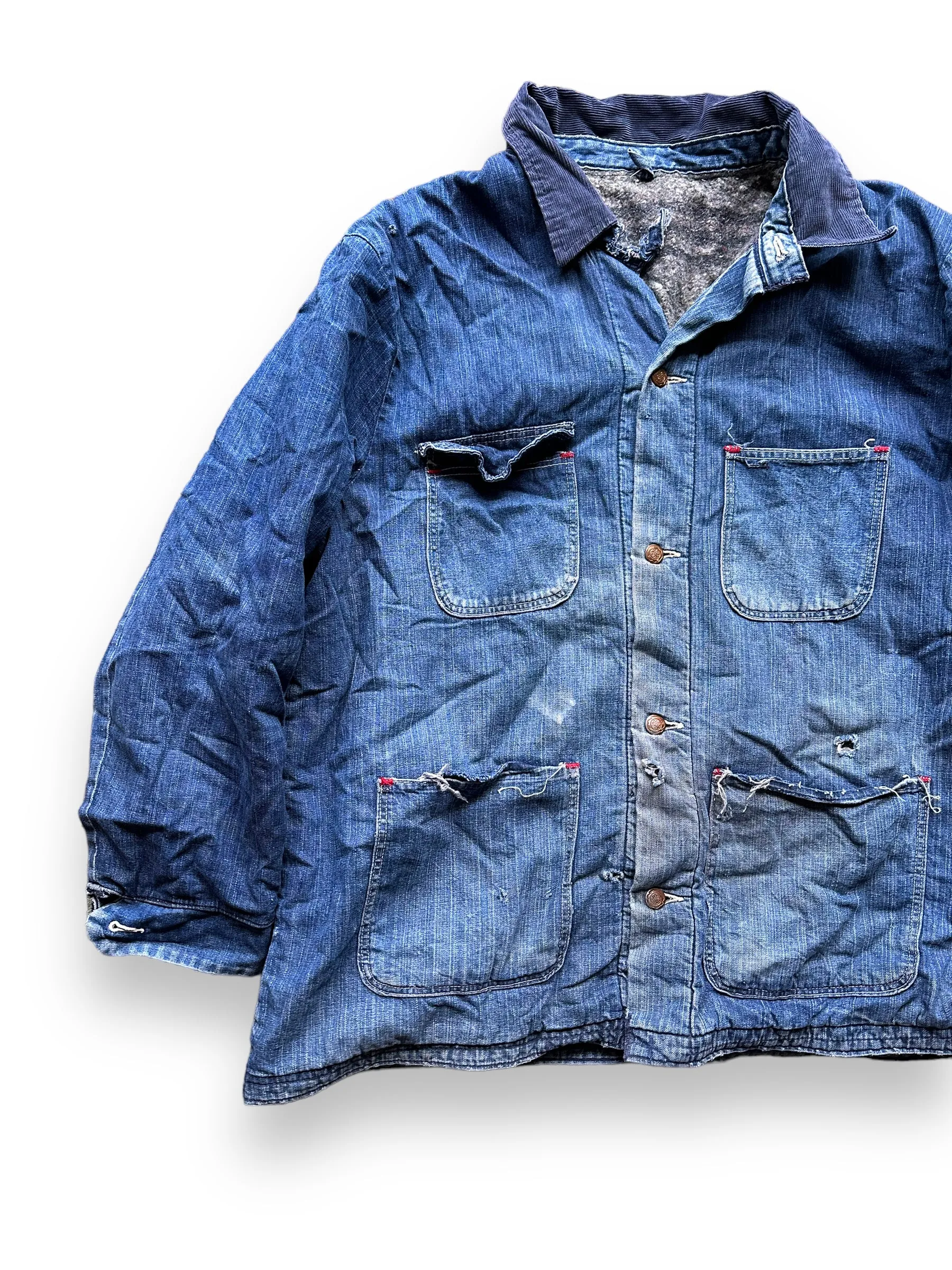Vintage Blanket Lined Wrangler Blue Bell Chore Coat SZ 50 | Vintage Denim Jacket Seattle | Seattle Vintage Clothing