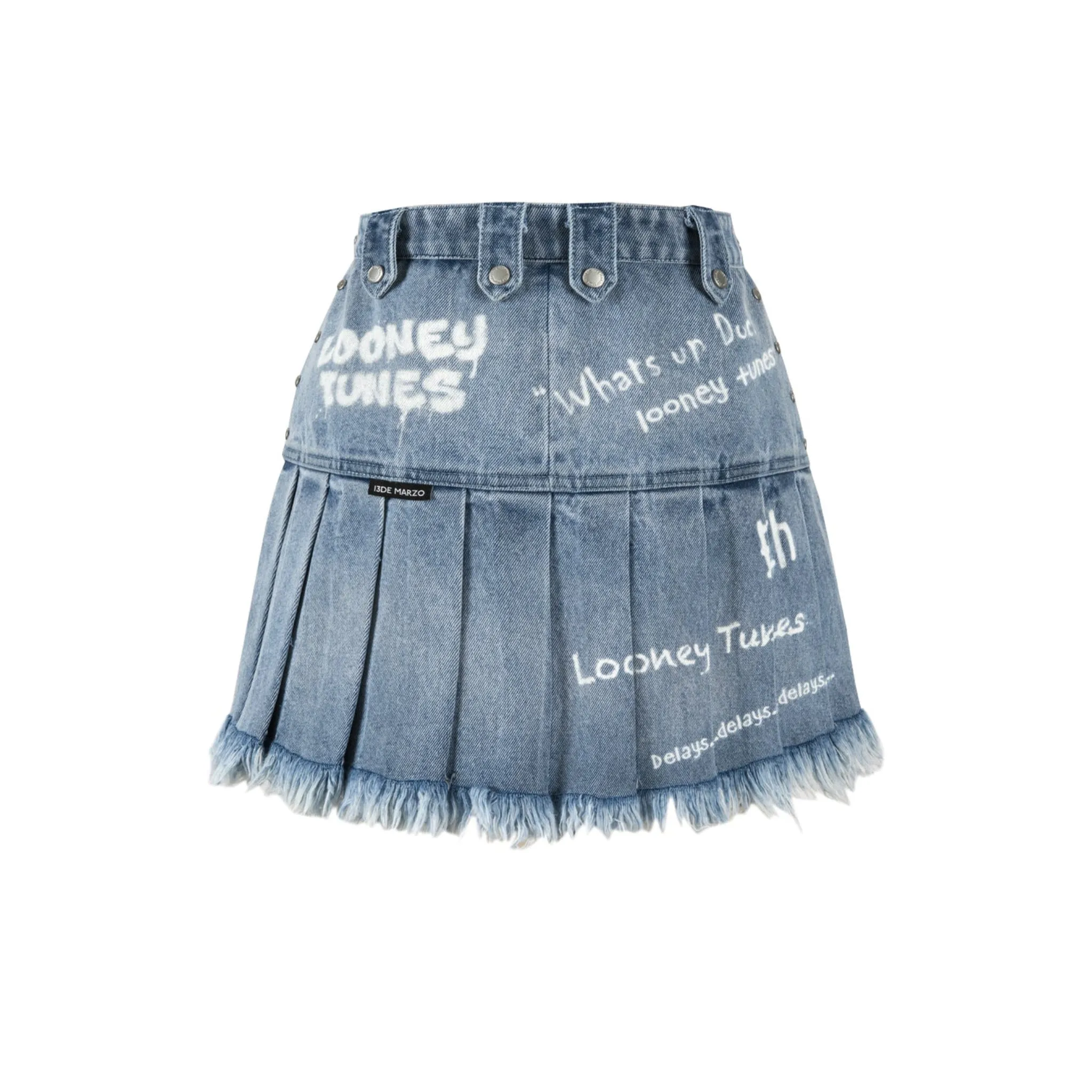 Washed Bugs Bunny Denim Skirt in Blue