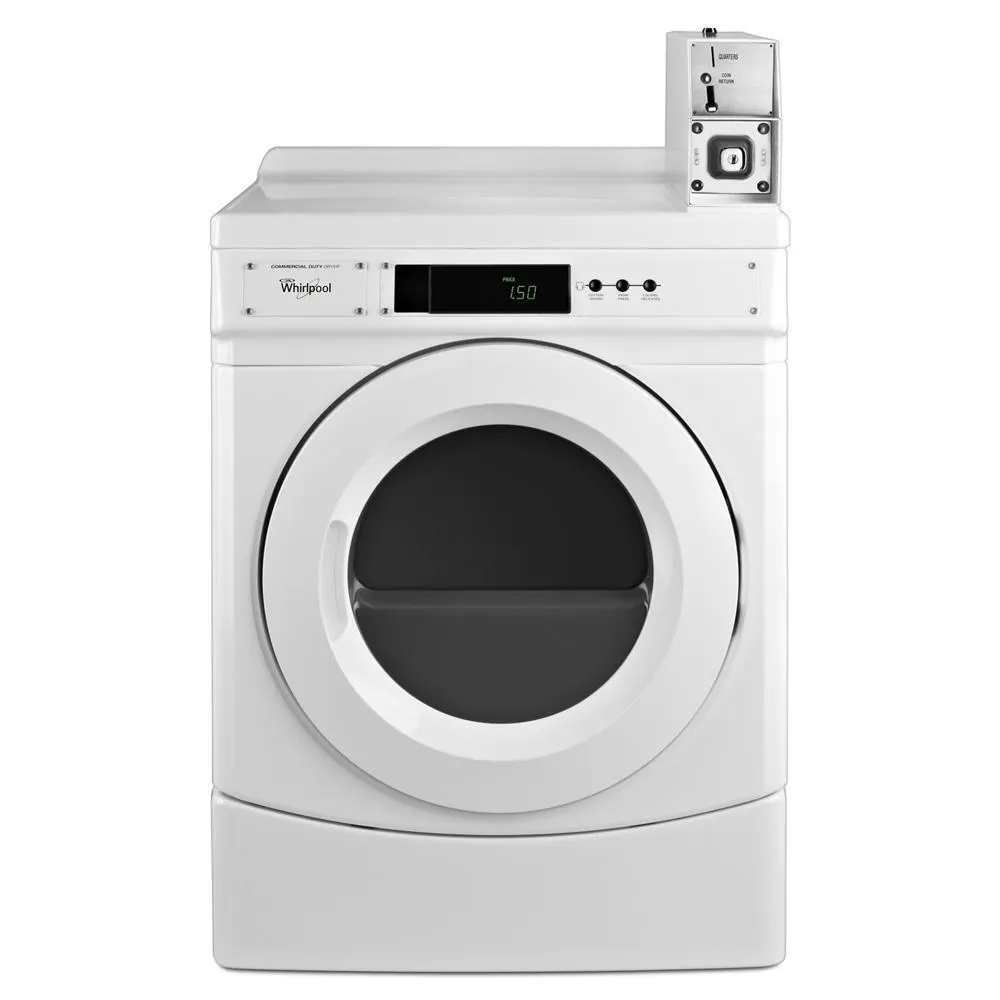 Whirlpool CGD9150GW 27" Commercial Gas Front-Load Dryer Featuring Factory-Installed Coin Drop with Coin Box