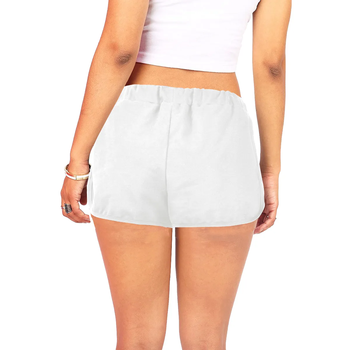 White Frangipanis Drawstring Shorts