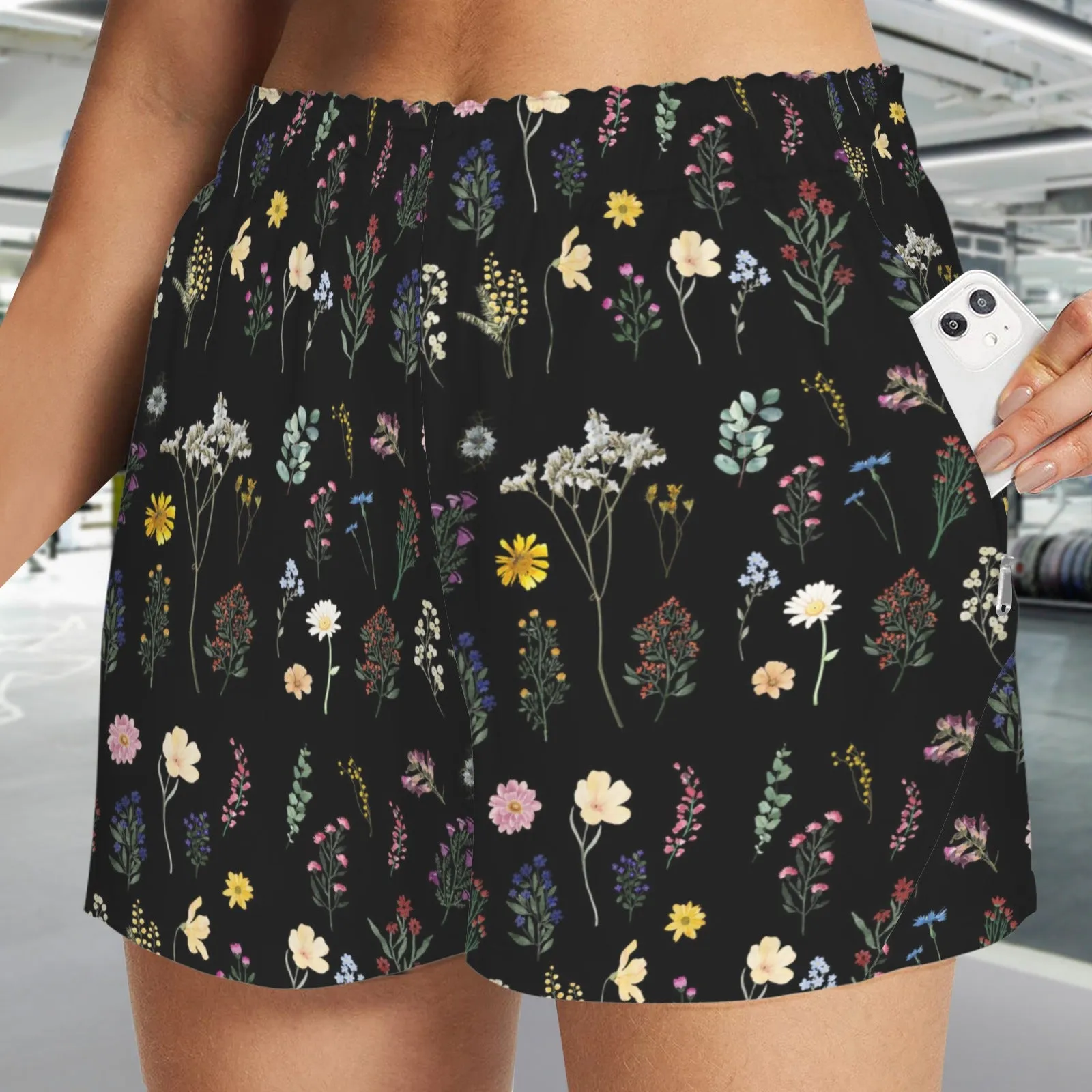Wildflowers Black Zip Pocket Shorts up to 5 XL (FWS)