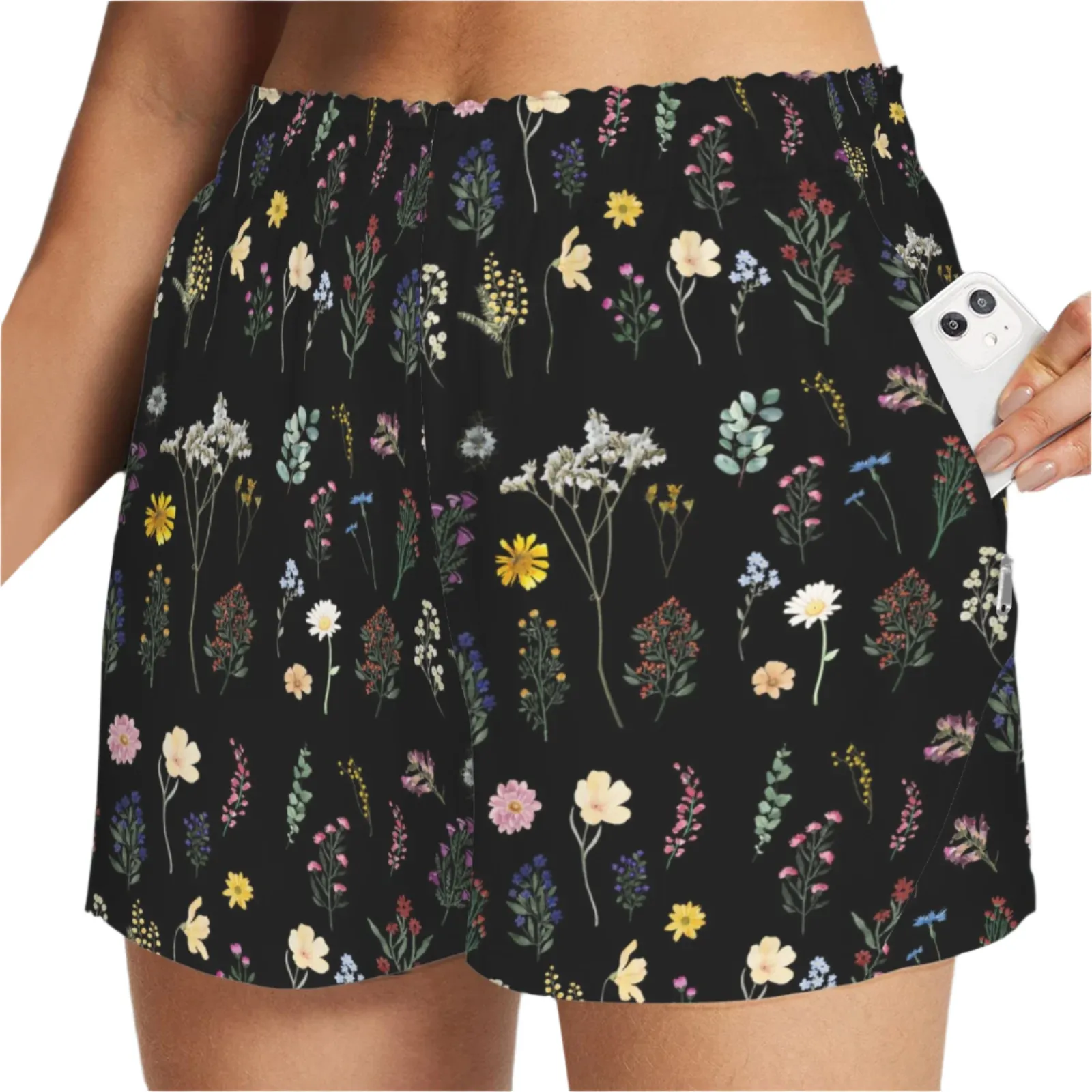 Wildflowers Black Zip Pocket Shorts up to 5 XL (FWS)